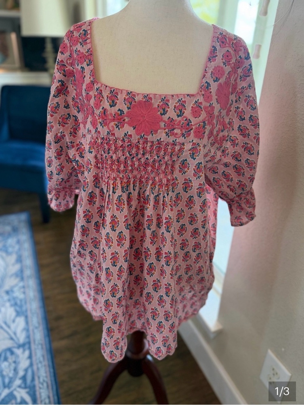 Uncle Frank embroidered Pink blouse size XL